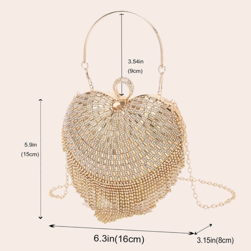 Bling Mini Rhinestone Decor Heart Shouder Bag - Picture 7 of 7